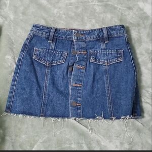 Forever 21 Blue Frayed Hem Mini Skirt